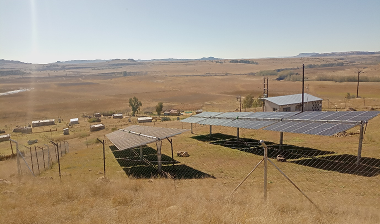 solar panels at ha-makebe mini-grid in lesotho
